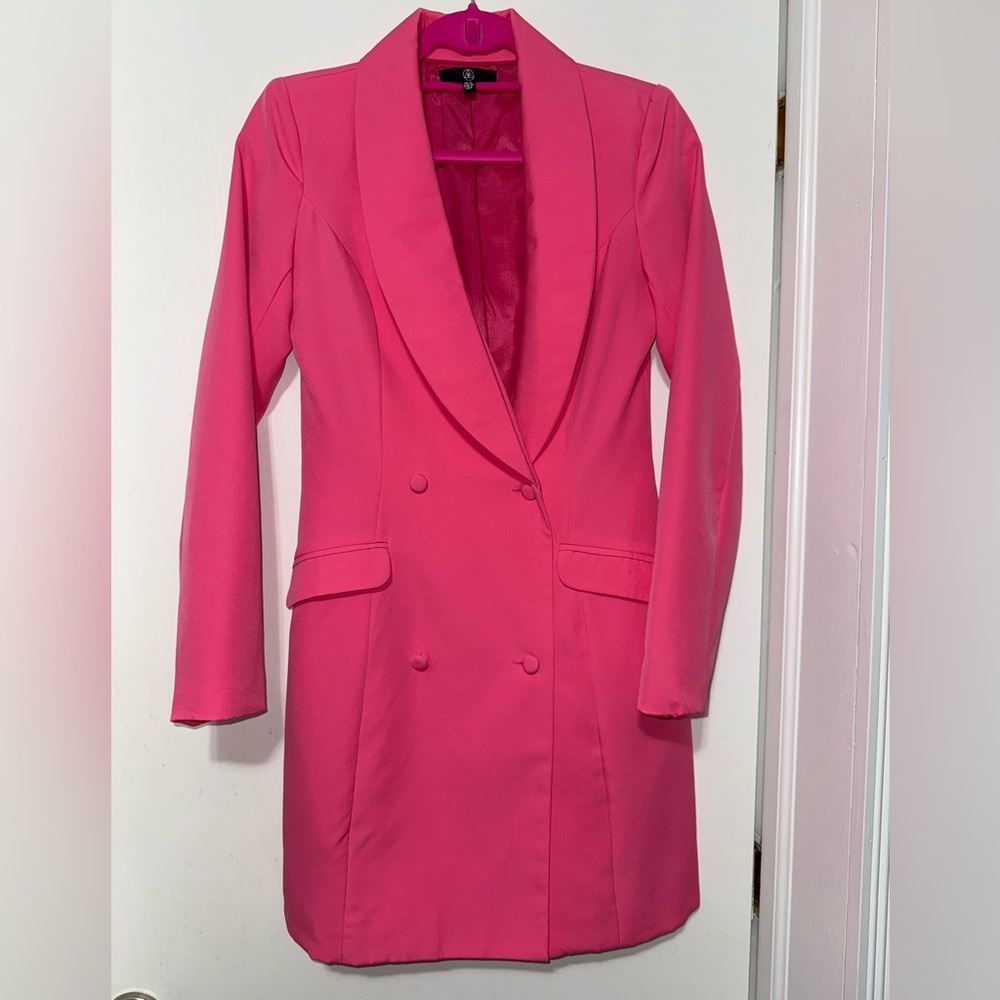 Missguided Pink Blazer Dress with Notched Lapels